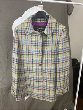 Coach multicolor Plaid Wool Pea Coat